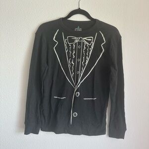 Black Tuxedo Graphic Long Sleeve Shirt